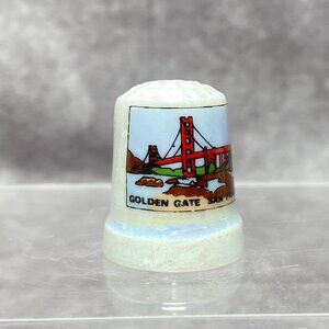 Golden Gate San Francisco Souvenir Ceramic Thimble With Iridescent Finish